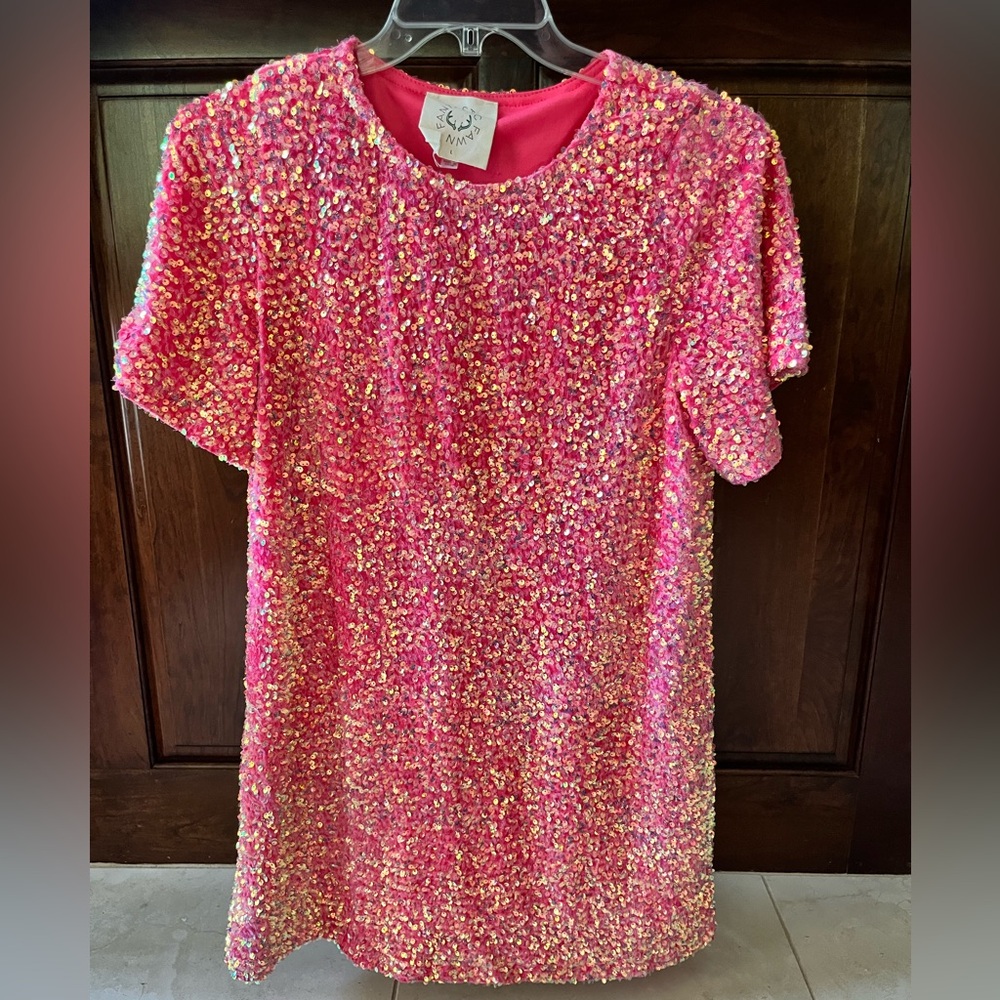 Pink Sequin Shirt Dress